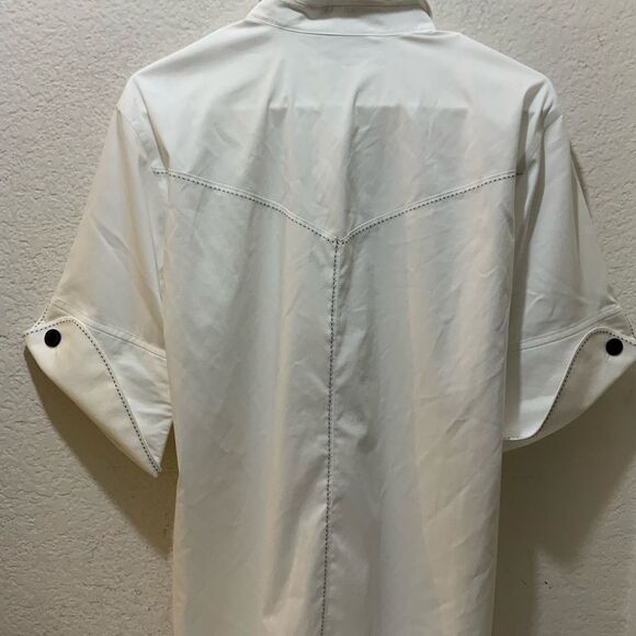 NWOT Foxcroft New York white button down blouse with black stitches size 6 - Picture 5 of 8